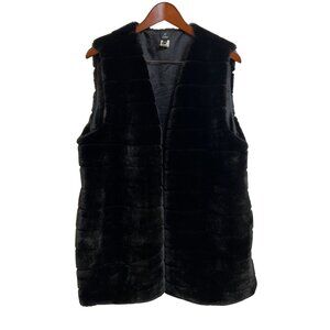 Echo of New York Womens Faux Fur Vest L/XL Black Polyester Cozy‎